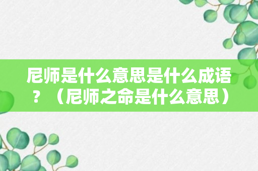 尼师是什么意思是什么成语？（尼师之命是什么意思）