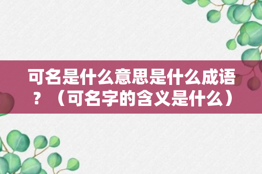 可名是什么意思是什么成语？（可名字的含义是什么）