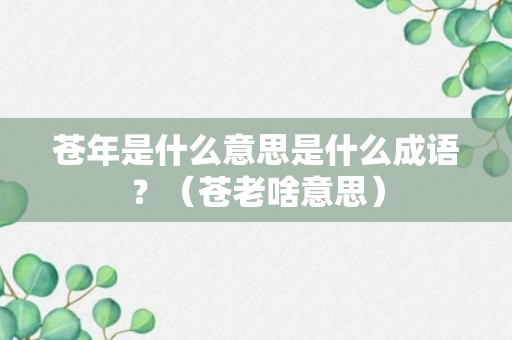 苍年是什么意思是什么成语？（苍老啥意思）