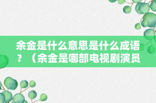 余金是什么意思是什么成语？（余金是哪部电视剧演员）