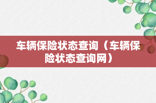 车辆保险状态查询（车辆保险状态查询网）