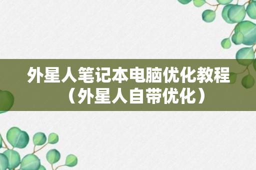 外星人笔记本电脑优化教程（外星人自带优化）