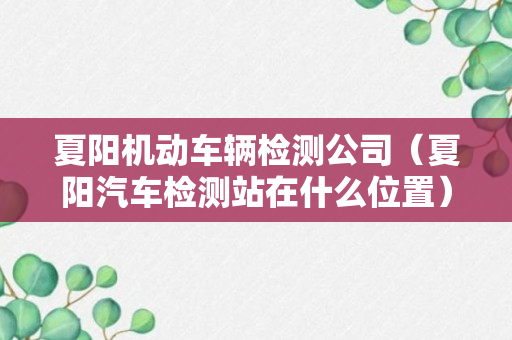 夏阳机动车辆检测公司（夏阳汽车检测站在什么位置）