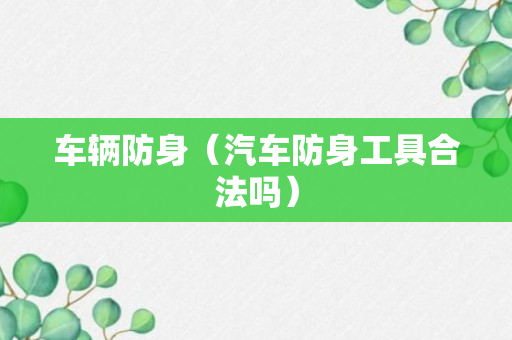 车辆防身（汽车防身工具合法吗）