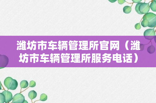 潍坊市车辆管理所官网（潍坊市车辆管理所服务电话）