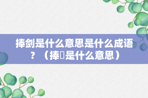 捧剑是什么意思是什么成语？（捧哴是什么意思）