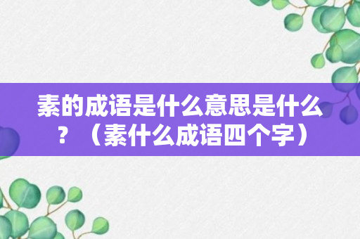 素的成语是什么意思是什么？（素什么成语四个字）