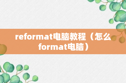 reformat电脑教程（怎么format电脑）