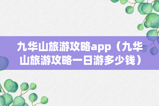 九华山旅游攻略app（九华山旅游攻略一日游多少钱）