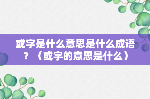 或字是什么意思是什么成语？（或字的意思是什么）