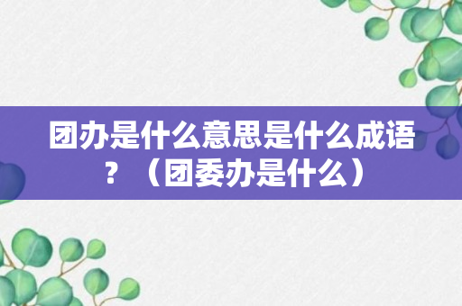 团办是什么意思是什么成语？（团委办是什么）