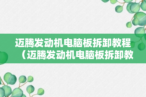 迈腾发动机电脑板拆卸教程（迈腾发动机电脑板拆卸教程图解）