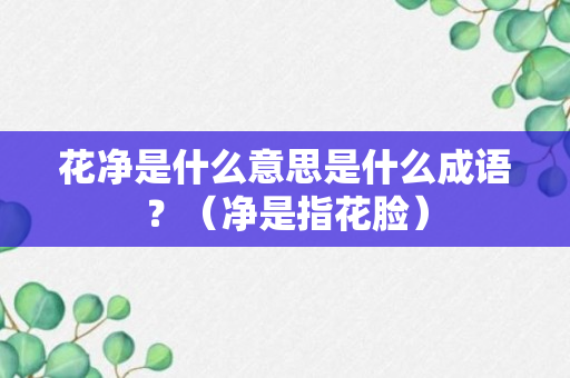 花净是什么意思是什么成语？（净是指花脸）