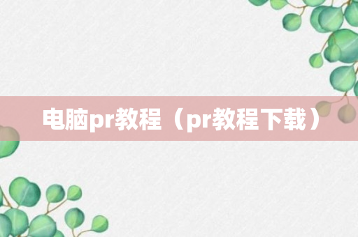 电脑pr教程（pr教程下载）