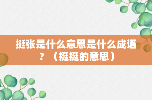 挺张是什么意思是什么成语？（挺挺的意思）