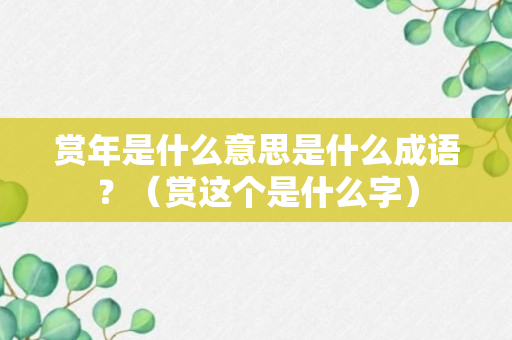 赏年是什么意思是什么成语？（赏这个是什么字）