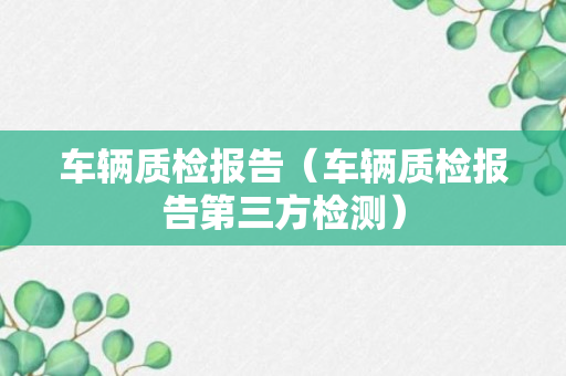 车辆质检报告（车辆质检报告第三方检测）