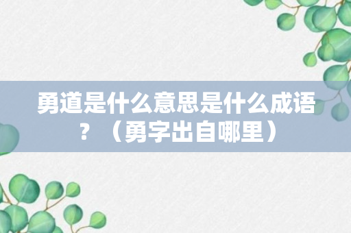 勇道是什么意思是什么成语？（勇字出自哪里）