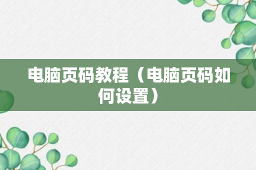 电脑页码教程（电脑页码如何设置）