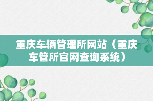 重庆车辆管理所网站（重庆车管所官网查询系统）