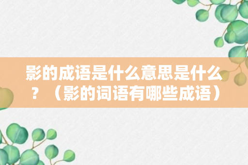 影的成语是什么意思是什么？（影的词语有哪些成语）