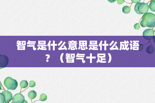 智气是什么意思是什么成语？（智气十足）