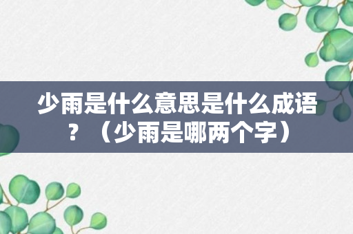 少雨是什么意思是什么成语？（少雨是哪两个字）