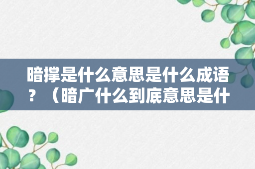 暗撑是什么意思是什么成语？（暗广什么到底意思是什么）