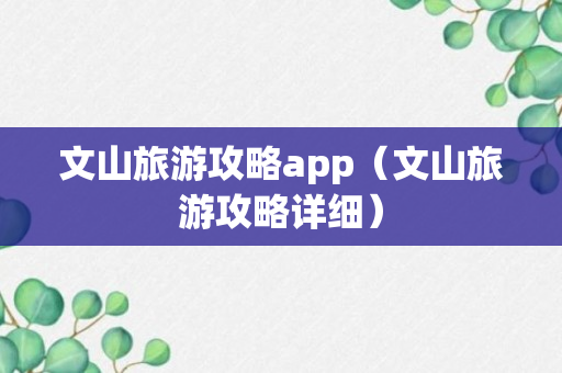 文山旅游攻略app（文山旅游攻略详细）