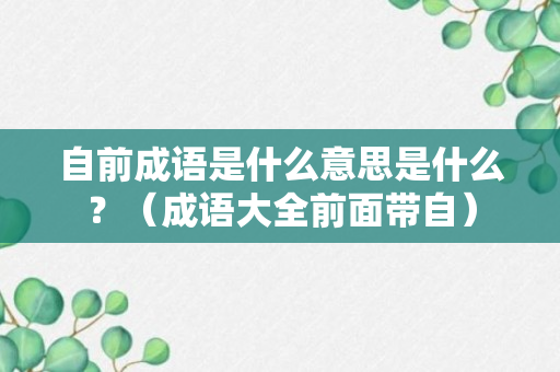 自前成语是什么意思是什么？（成语大全前面带自）