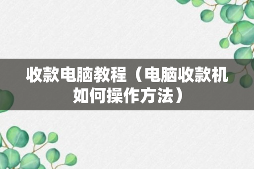 收款电脑教程（电脑收款机如何操作方法）