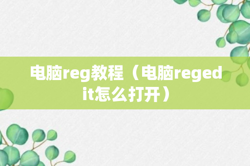 电脑reg教程（电脑regedit怎么打开）