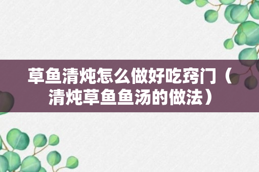 草鱼清炖怎么做好吃窍门（清炖草鱼鱼汤的做法）