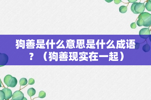 狗善是什么意思是什么成语？（狗善现实在一起）