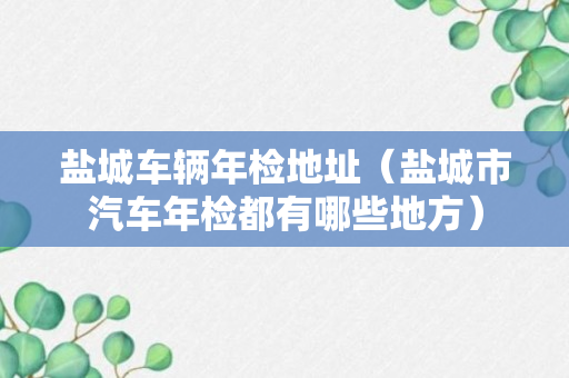 盐城车辆年检地址（盐城市汽车年检都有哪些地方）