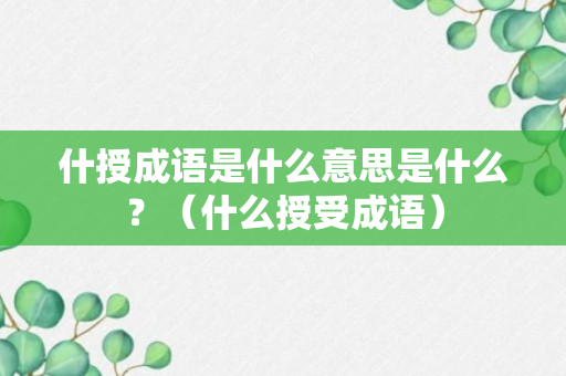 什授成语是什么意思是什么？（什么授受成语）