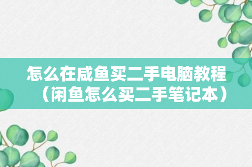 怎么在咸鱼买二手电脑教程（闲鱼怎么买二手笔记本）