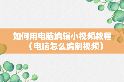 如何用电脑编辑小视频教程（电脑怎么编制视频）