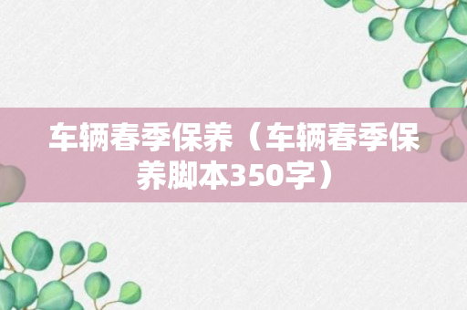 车辆春季保养（车辆春季保养脚本350字）