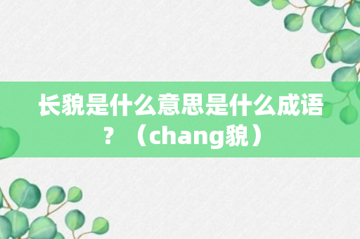 长貌是什么意思是什么成语？（chang貌）