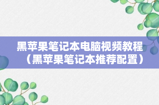 黑苹果笔记本电脑视频教程（黑苹果笔记本推荐配置）