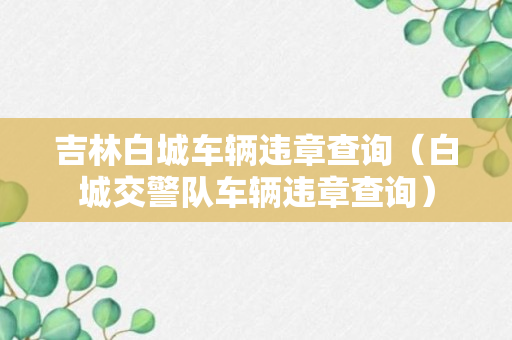 吉林白城车辆违章查询（白城交警队车辆违章查询）