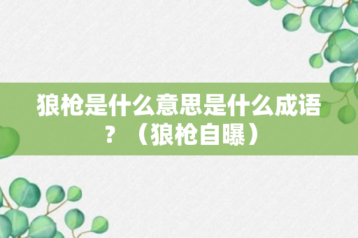 狼枪是什么意思是什么成语？（狼枪自曝）