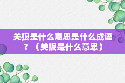 关狼是什么意思是什么成语？（关捩是什么意思）