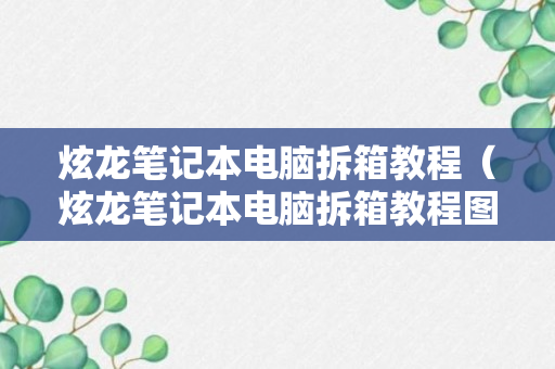 炫龙笔记本电脑拆箱教程（炫龙笔记本电脑拆箱教程图片）