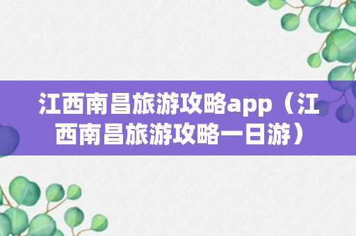 江西南昌旅游攻略app（江西南昌旅游攻略一日游）