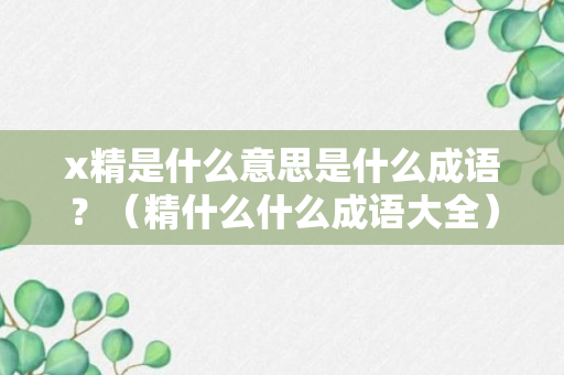 x精是什么意思是什么成语？（精什么什么成语大全）