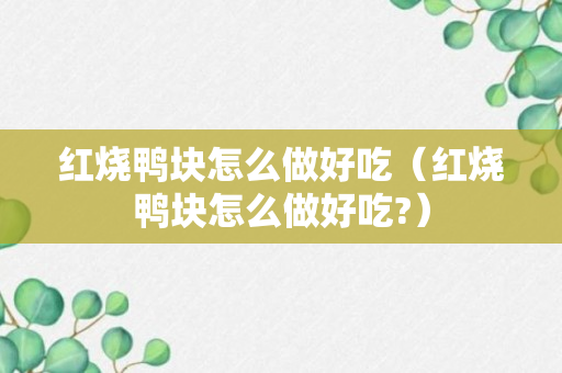 红烧鸭块怎么做好吃（红烧鸭块怎么做好吃?）