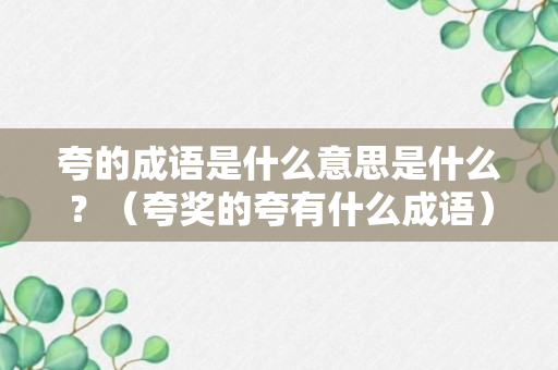 夸的成语是什么意思是什么？（夸奖的夸有什么成语）