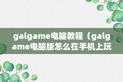 galgame电脑教程（galgame电脑版怎么在手机上玩）